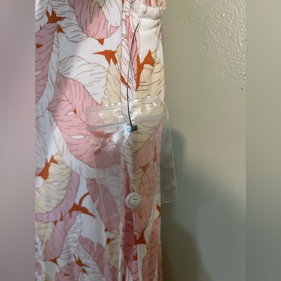 Nine West Flowy Pink and Cream Sleeveless Dress Front Buttons Tiered M New - Picture 6 of 9